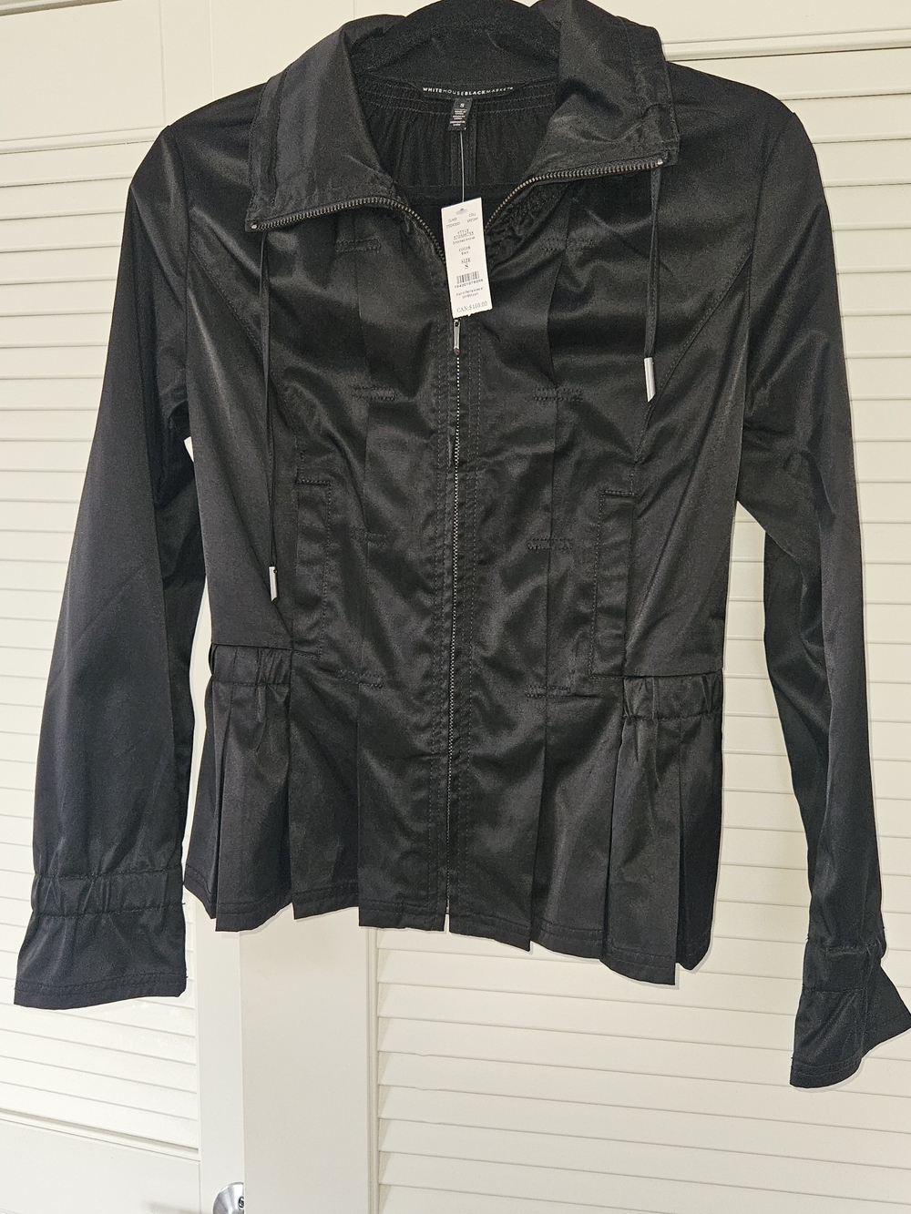 White House Black Market Black Drawstring Hooded Zip-Up Utility Jacket